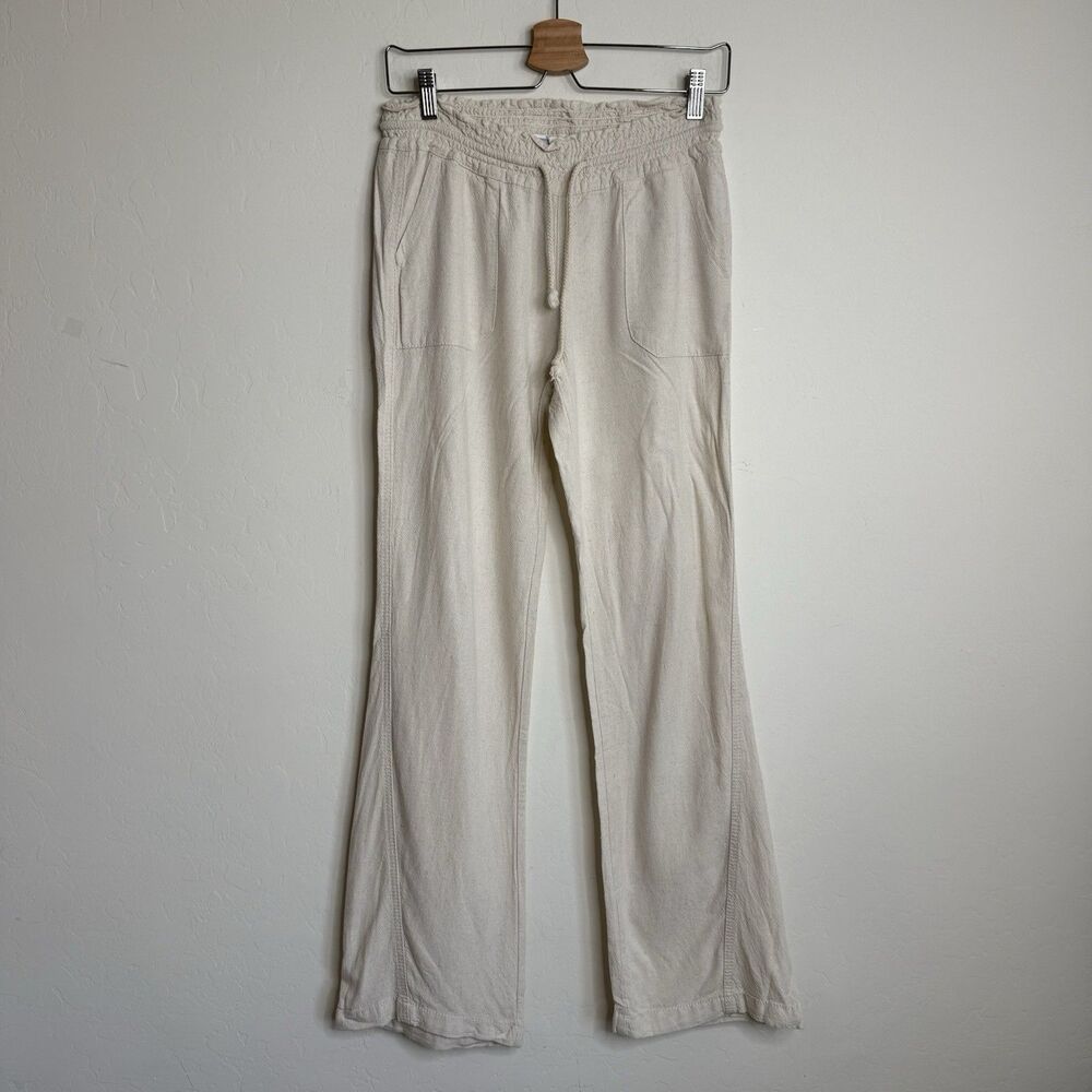 Cream Boot Flare Linen Beach Pants